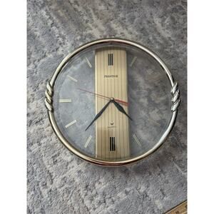 Vintage Prestige Wall Quartz Clock Silver/Gold Clear Transparent Works 12.5”